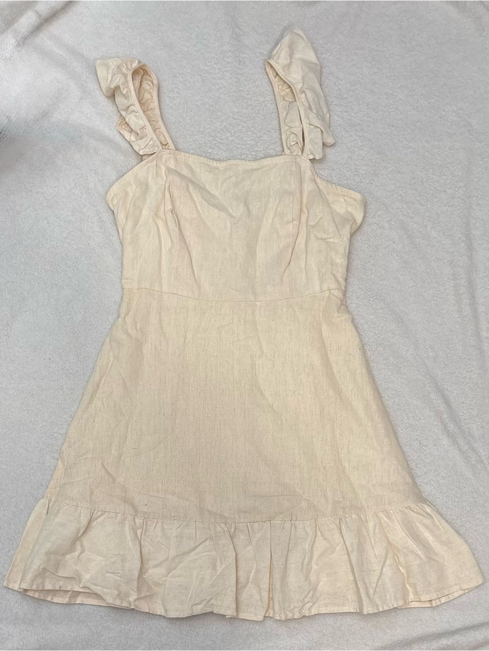 bleuh ciel Ruffle-Strap Sundress in Cream